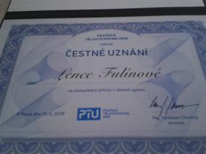 Lenka Fulínová – Čestné uznání PTU za mimořádný přínos v oblasti sportu